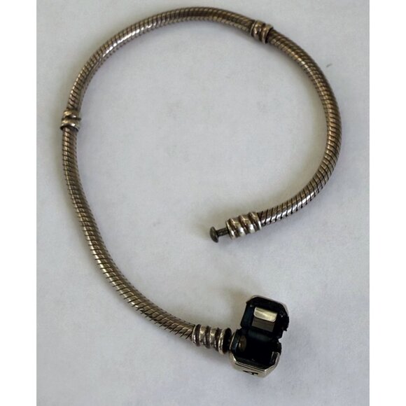 Vintage 90's Pandora 925 Sterling Silver Starter Charm Bracelet 15 grams 7.5" - Picture 5 of 8